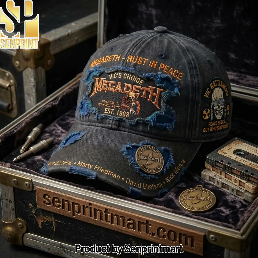 Megadeth Rust In Peace Distressed Thrash Metal Baseball Cap