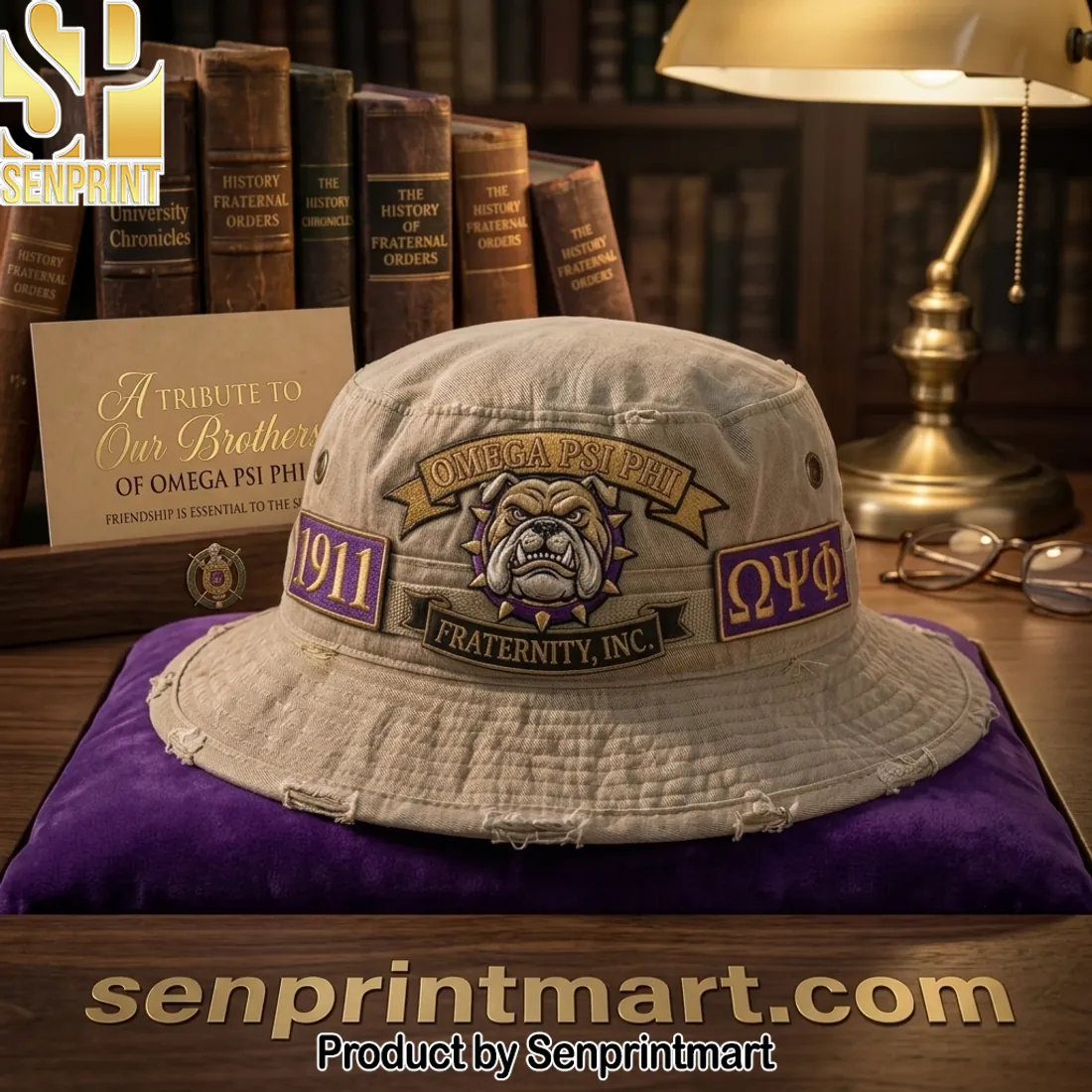 Omega Psi Phi 1911 Fraternity Inc. Bulldog Bucket Hat