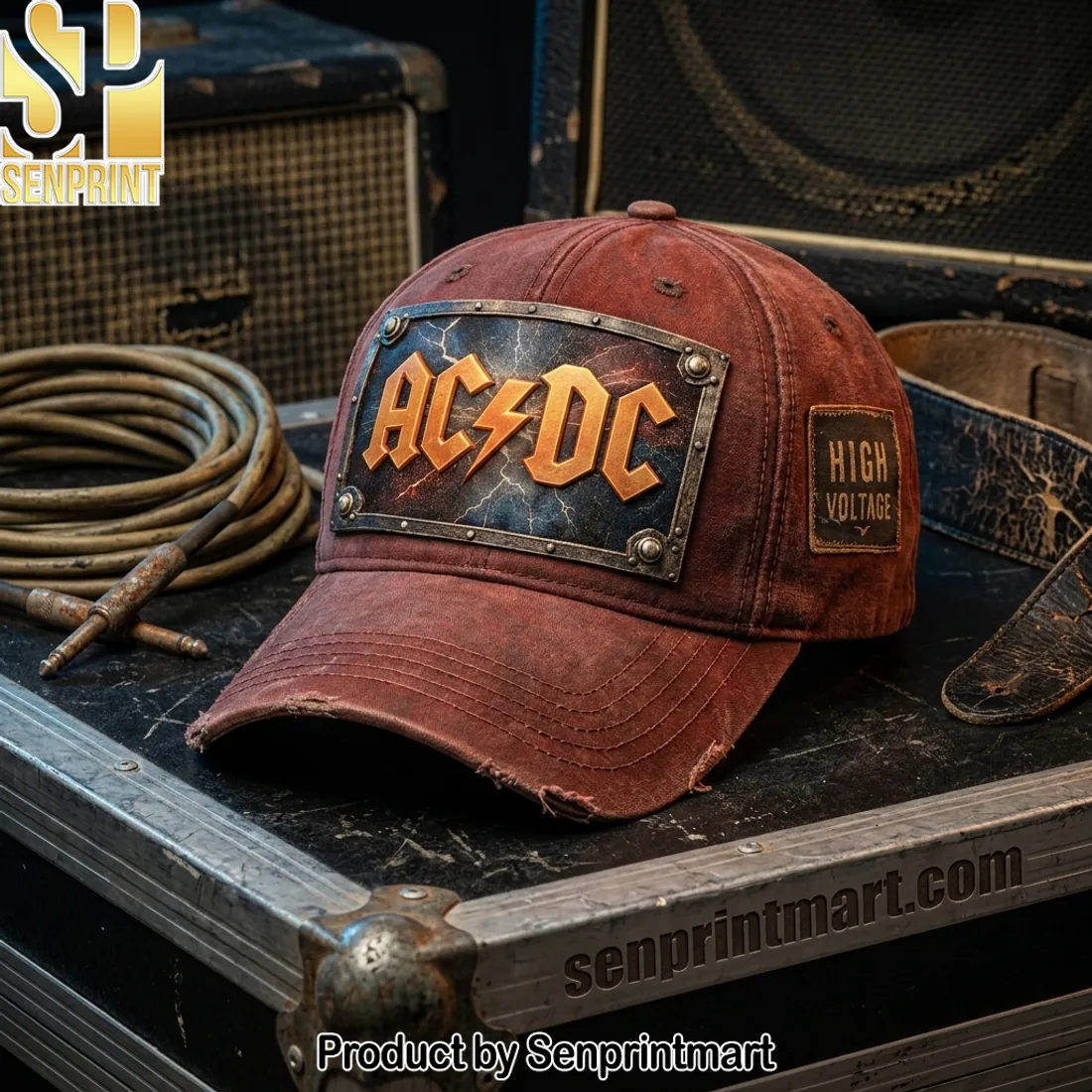AC/DC High Voltage Distressed Baseball Cap
