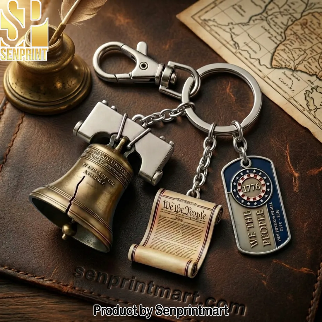 America 250th Anniversary Commemorative Liberty Bell We The People Keychain Set