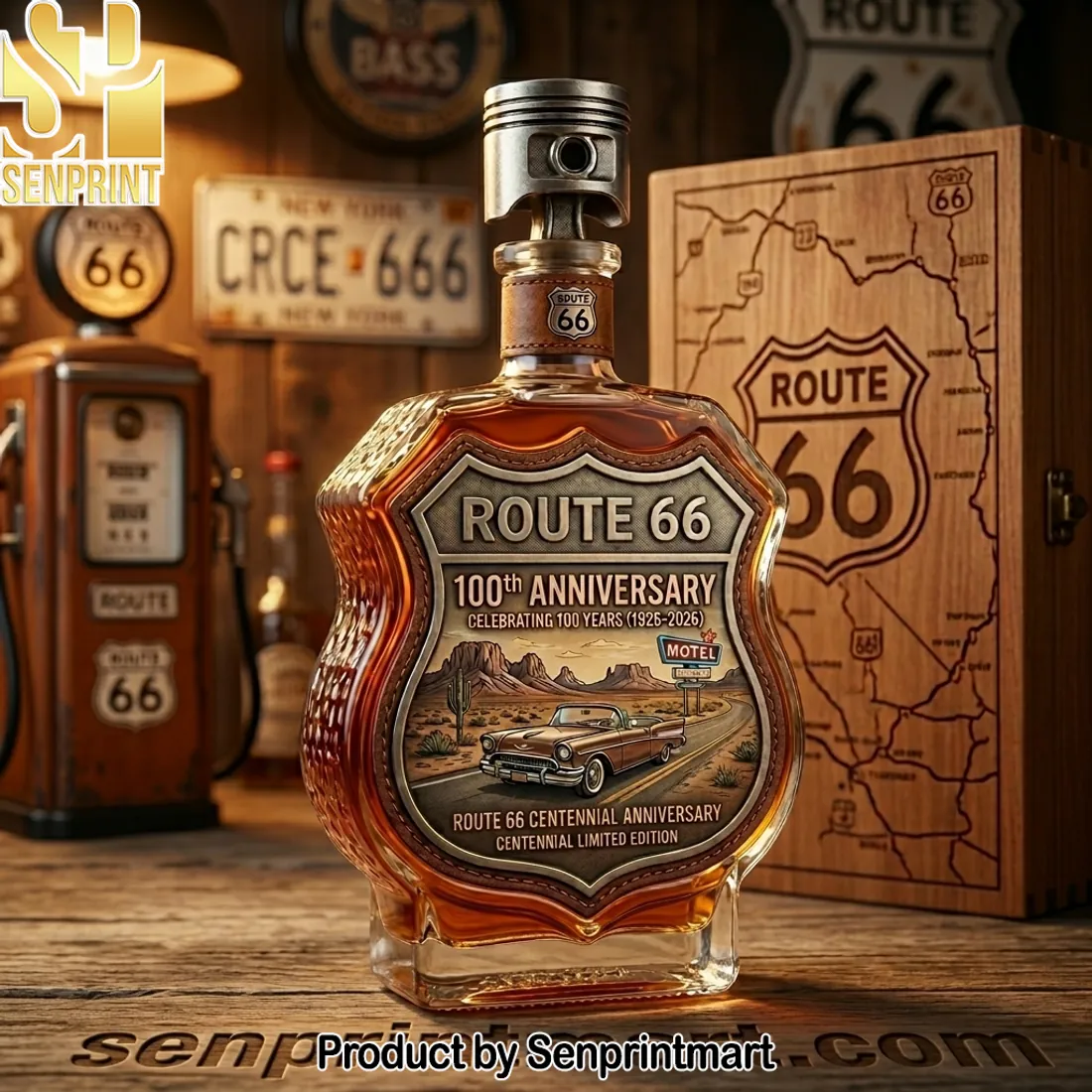 Route 66 100th Anniversary Centennial Limited Edition Whiskey Bottle