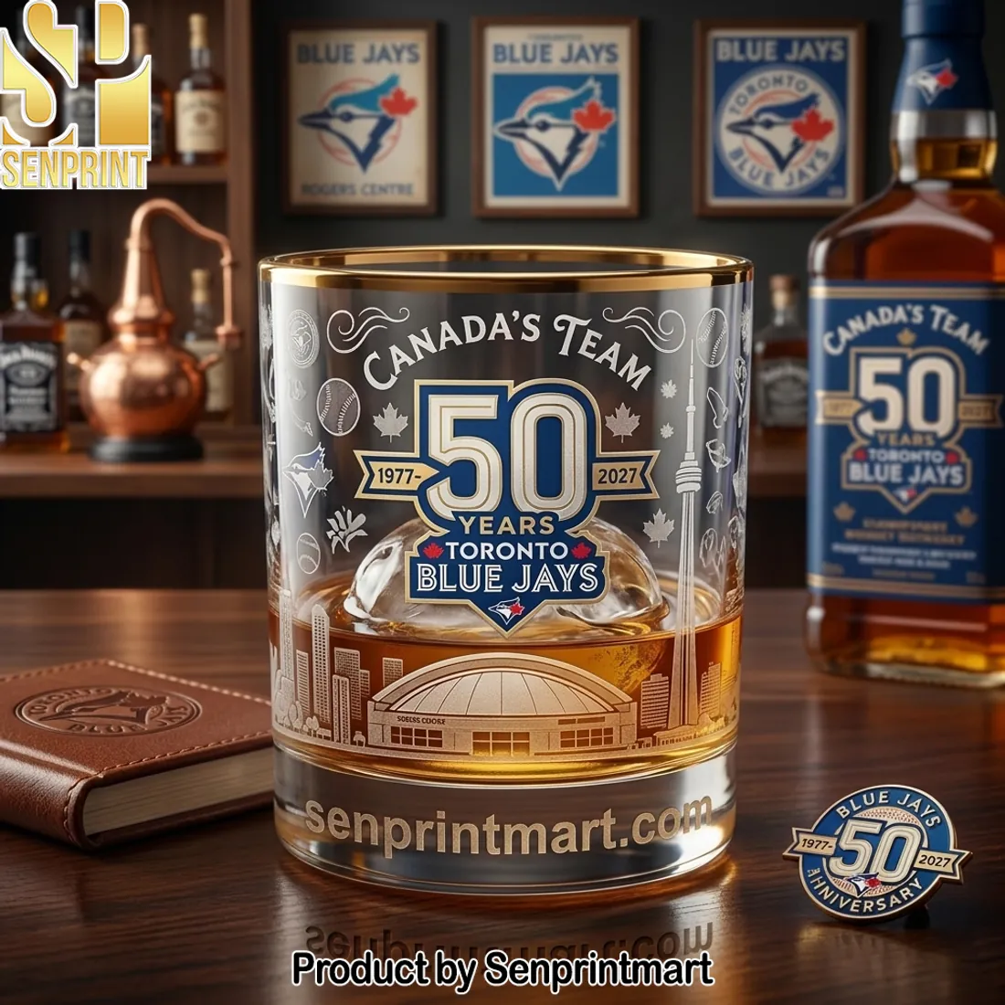 Toronto Blue Jays 50 Years 1977-2027 Anniversary Whiskey Glass