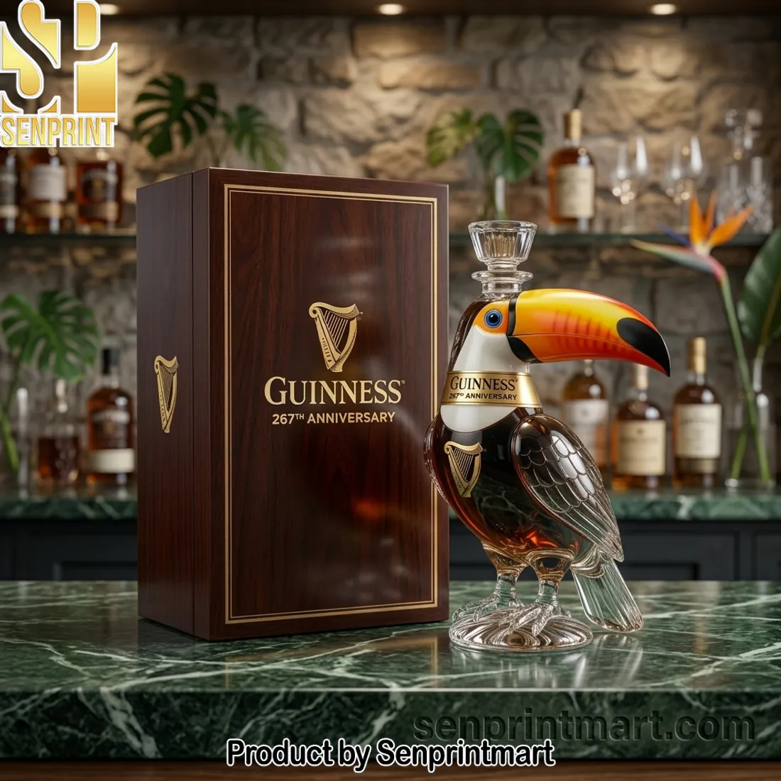 Guinness 267th Anniversary Toucan Premium Glass Whiskey Decanter
