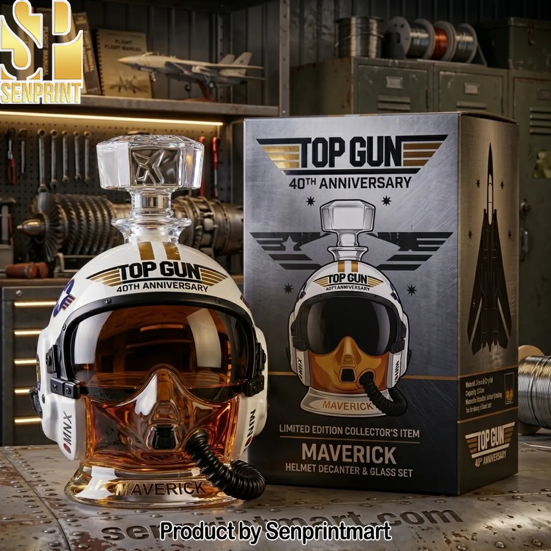 Top Gun Maverick 40th Anniversary Pilot Helmet Decanter