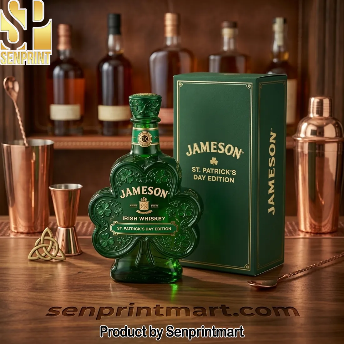 Jameson St. Patrick’s Day Edition Shamrock Irish Whiskey Bottle