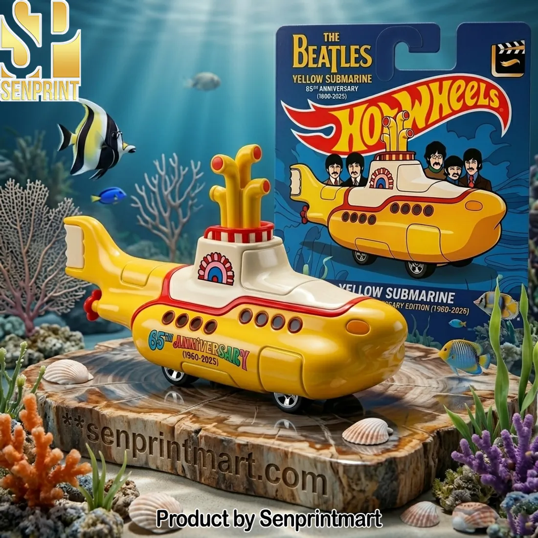 The Beatles Yellow Submarine 65th Anniversary Hot Wheels Die Cast Model