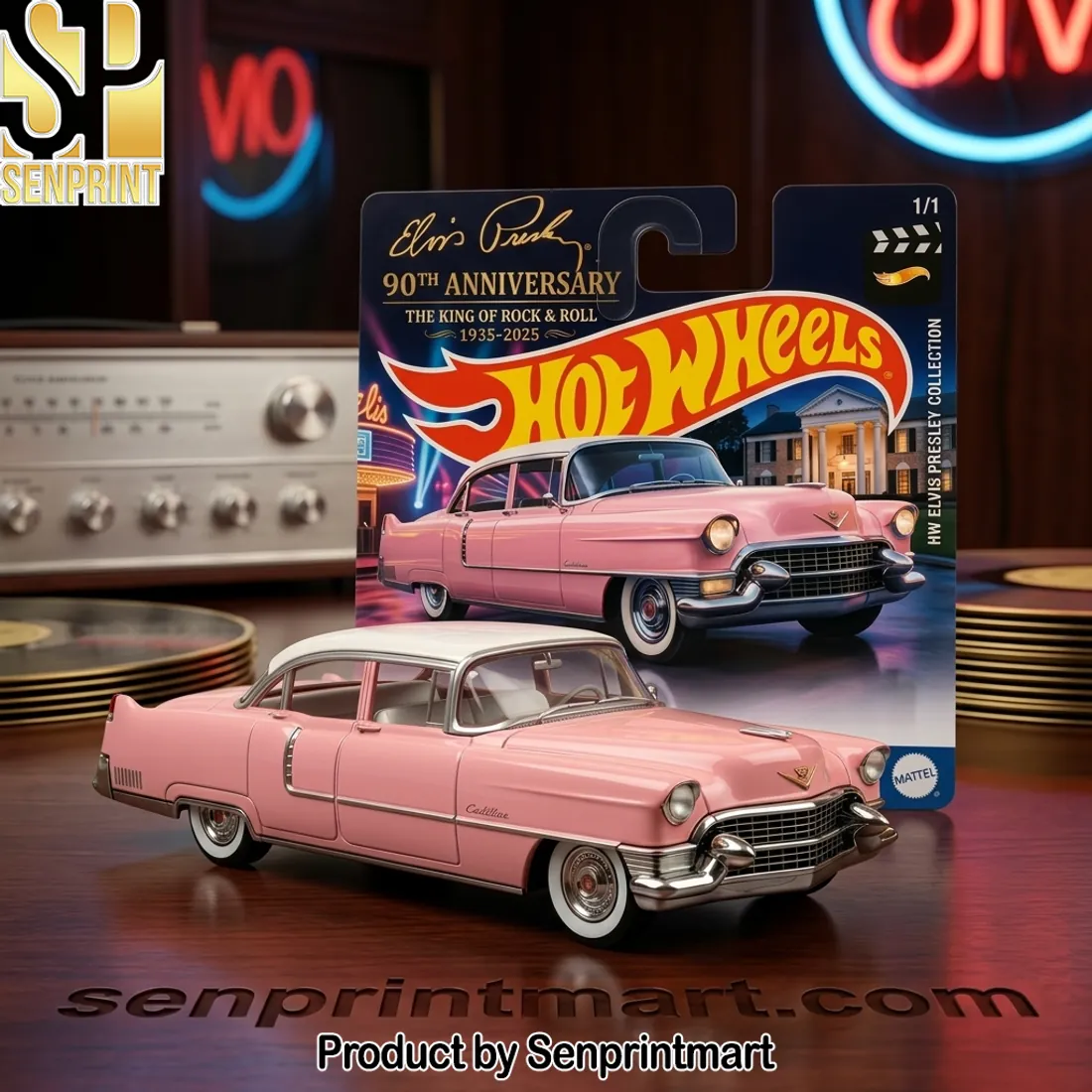 Elvis Presley 90th Anniversary Pink Cadillac Hot Wheels Die-Cast Model