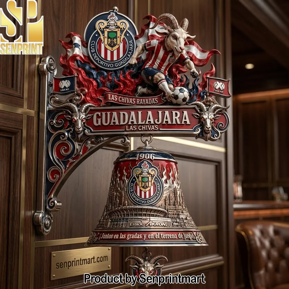 Guadalajara Chivas Liga MX 3D Premium Wall Bell