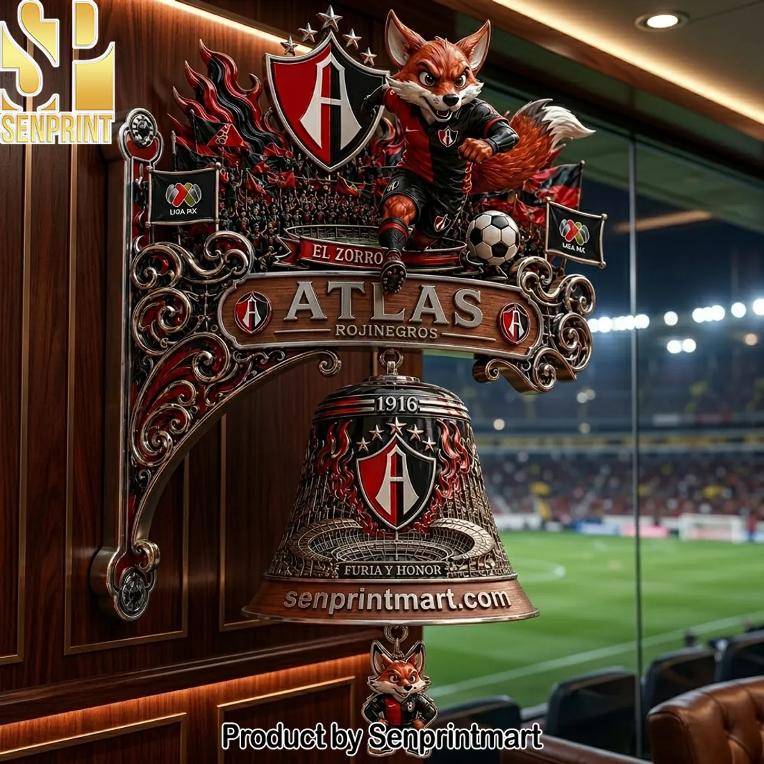Atlas Rojinegros El Zorro 3D Mascot Premium Wall Bell