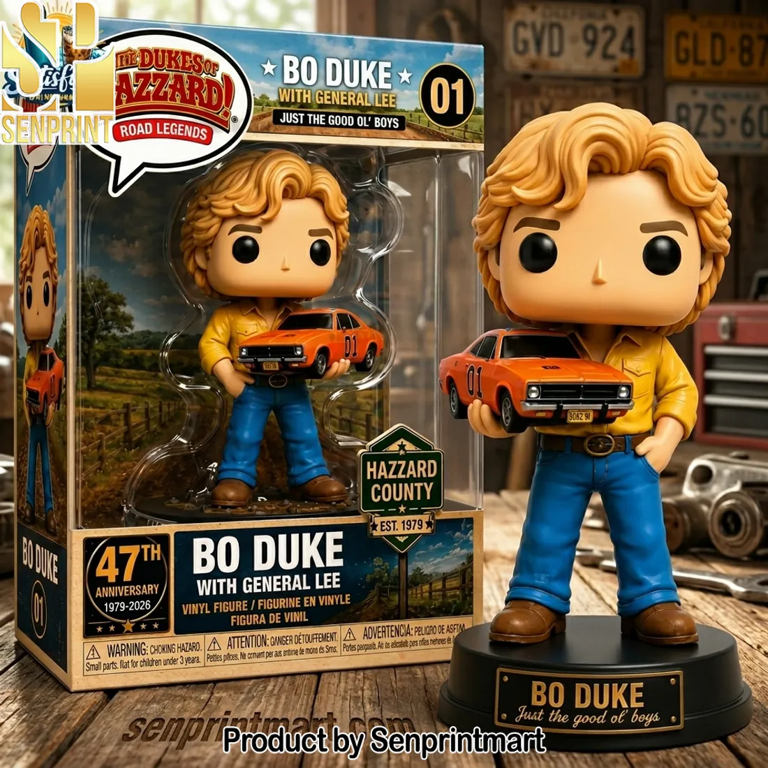 The Dukes of Hazzard Bo Duke & General Lee 47th Anniversary Collector POP! Vinyl Figure