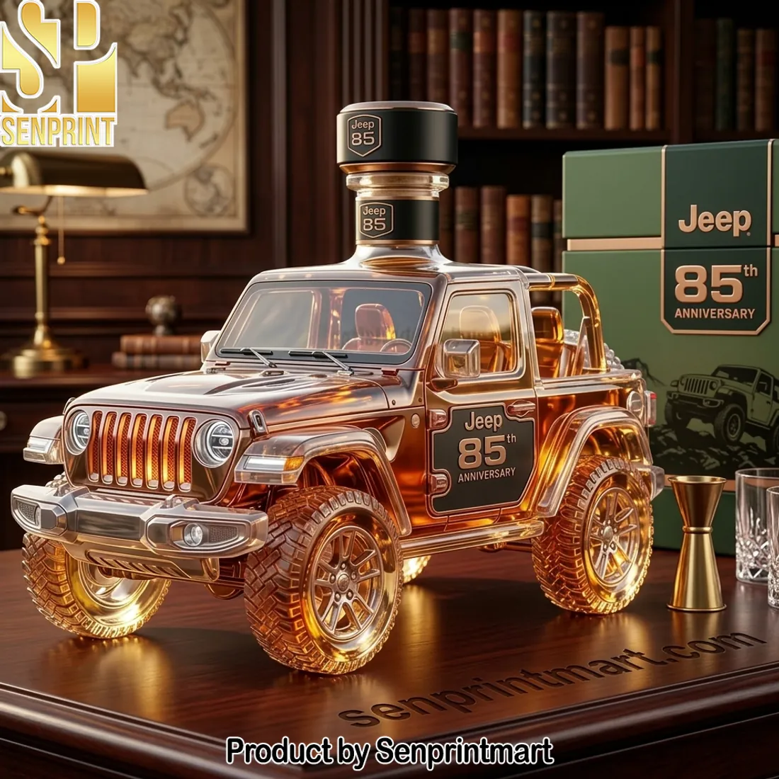 Premium Jeep 85th Anniversary Crystal Decanter Bottle