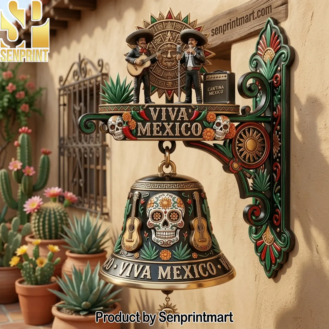 Viva Mexico Dia de los Muertos 3D Decorative Wall Bell