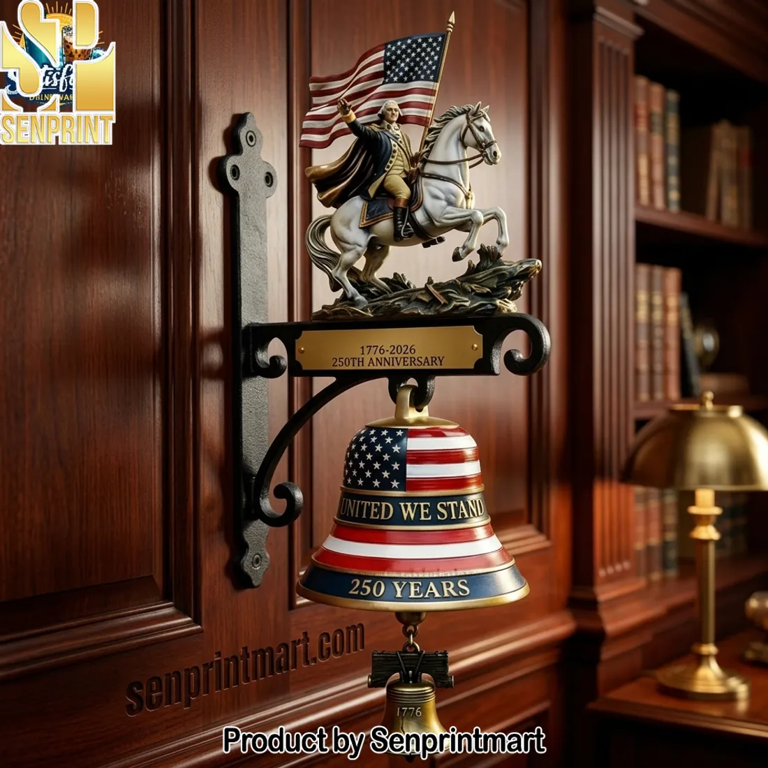 US 250th Anniversary George Washington ‘United We Stand’ Wall Bell