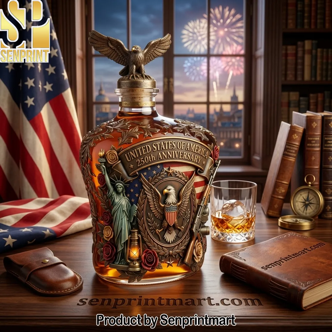 United States of America 250th Anniversary Commemorative Whiskey Bottle