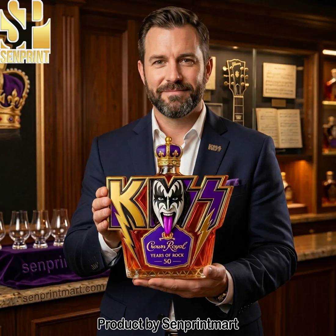 KISS Crown Royal 50 Years of Rock Limited Edition Whiskey Bottle