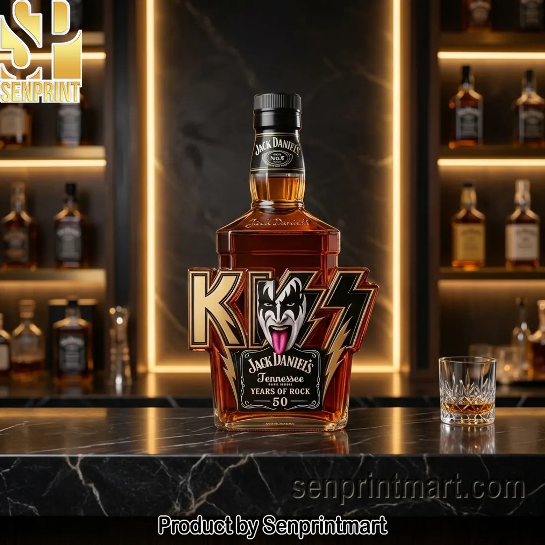 KISS Jack Daniel’s 50 Years of Rock Commemorative Whiskey Bottle