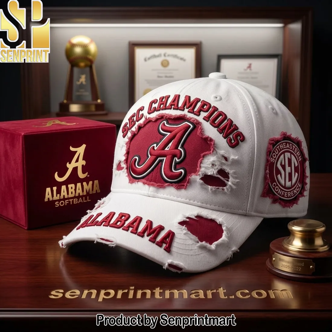 Alabama Softball SEC Champions Distressed Embroidered Cap