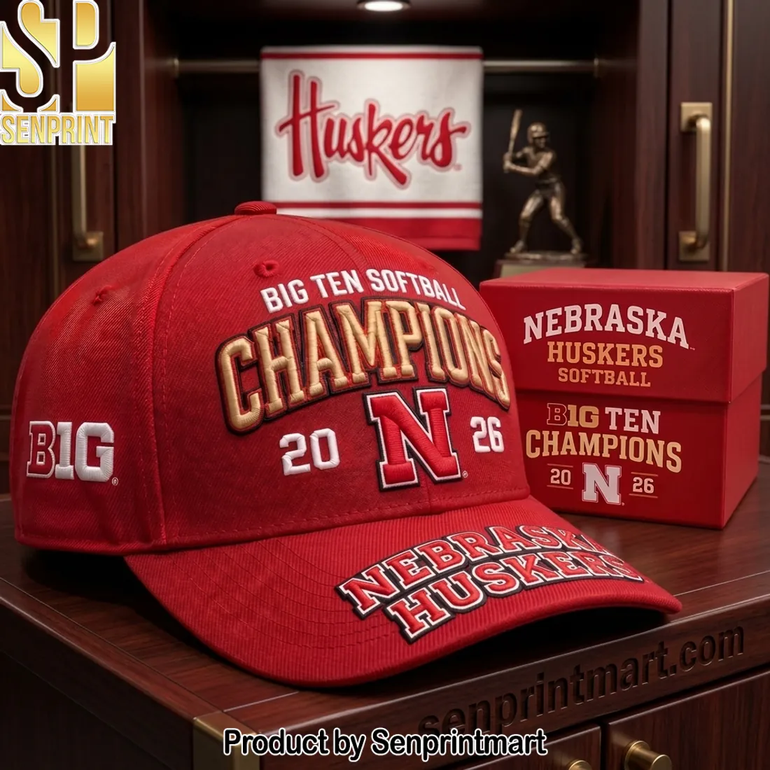 Nebraska Huskers Big Ten Softball Champions 2026 Embroidered Baseball Cap