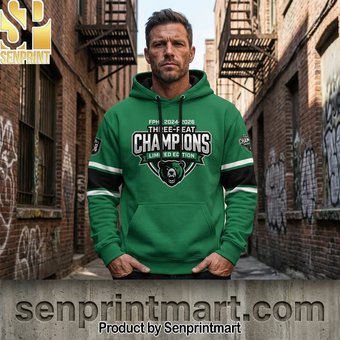 Black Bears FPHL 2024-2026 Three-Peat Champions Limited Edition Hoodie
