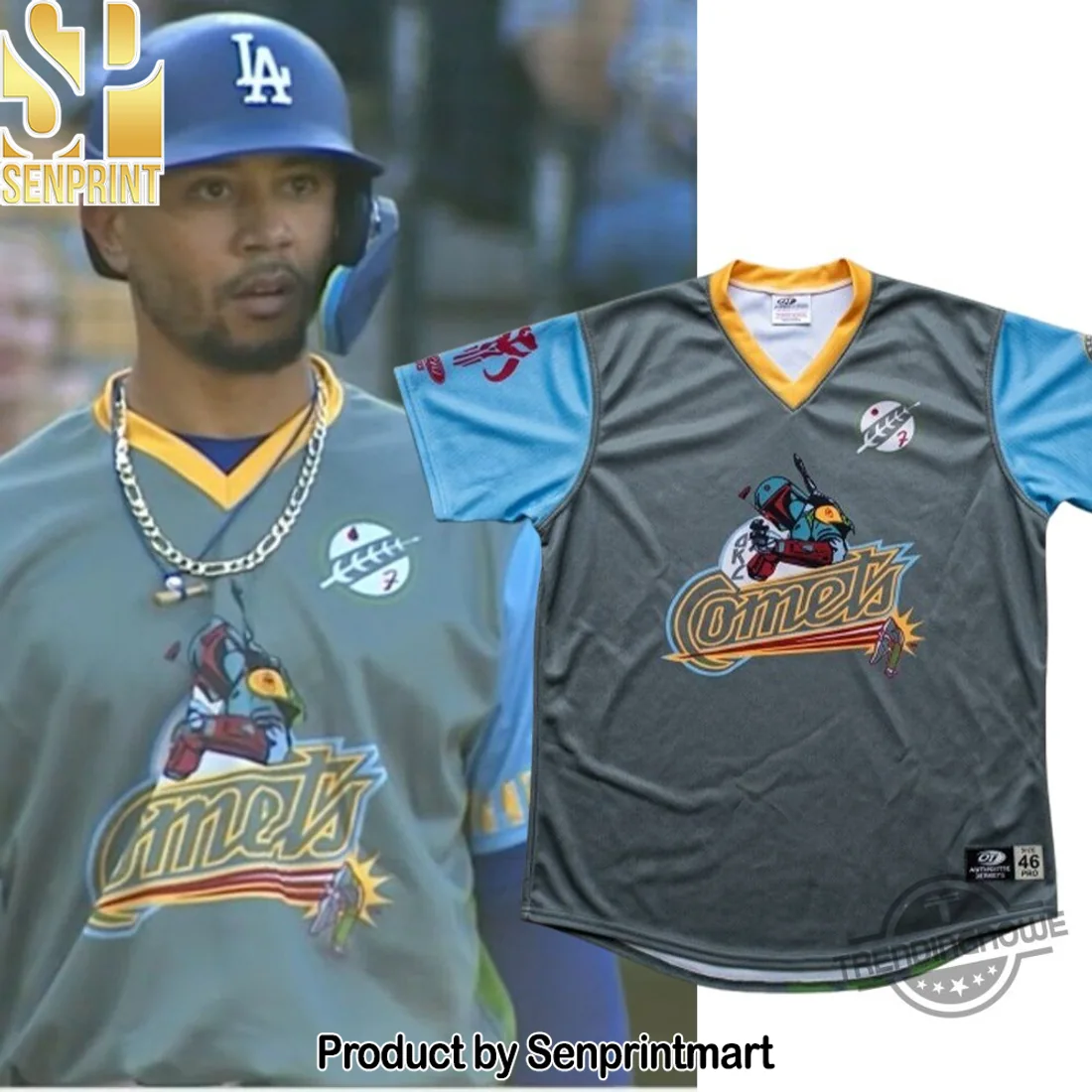 Mookie Betts Oklahoma City Comets Star Wars Boba Fett Crossover Baseball Jersey