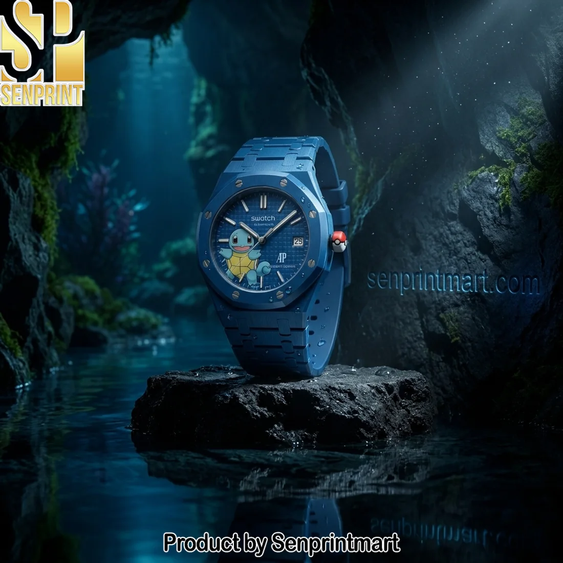 Swatch AP Royal Oak Style Pokemon Squirtle Blue Fan Edition Watch