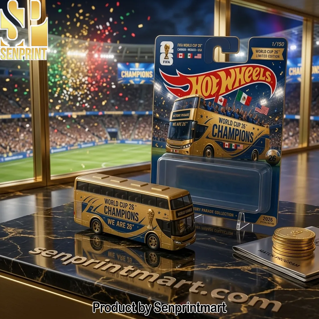 FIFA World Cup 26 Champions Hot Wheels Limited Edition Double-Decker Bus