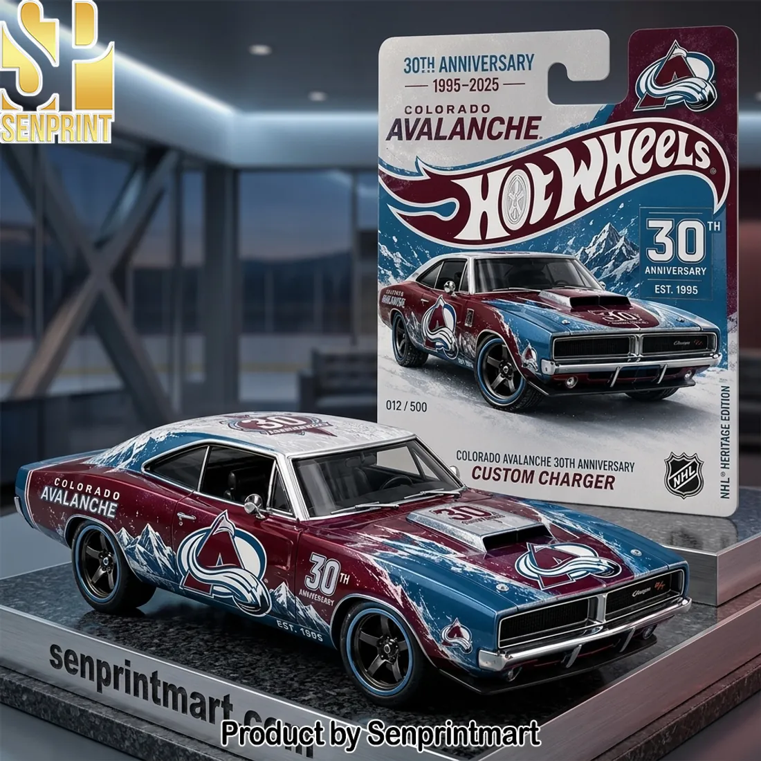 Hot Wheels Colorado Avalanche 30th Anniversary Custom Charger Die Cast Model