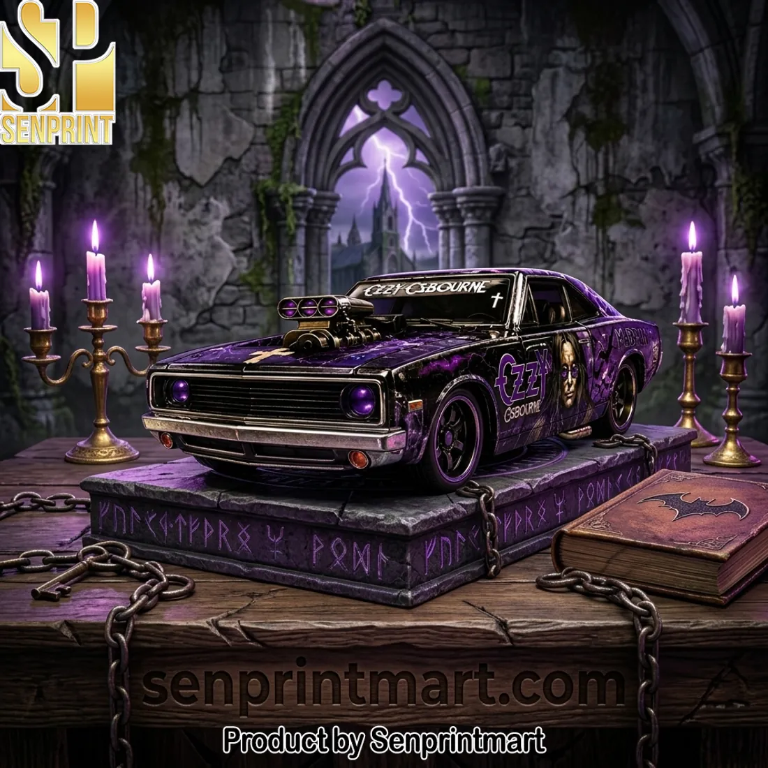 Ozzy Osbourne Madman 1970 Dodge Charger Custom Purple Die Cast Model