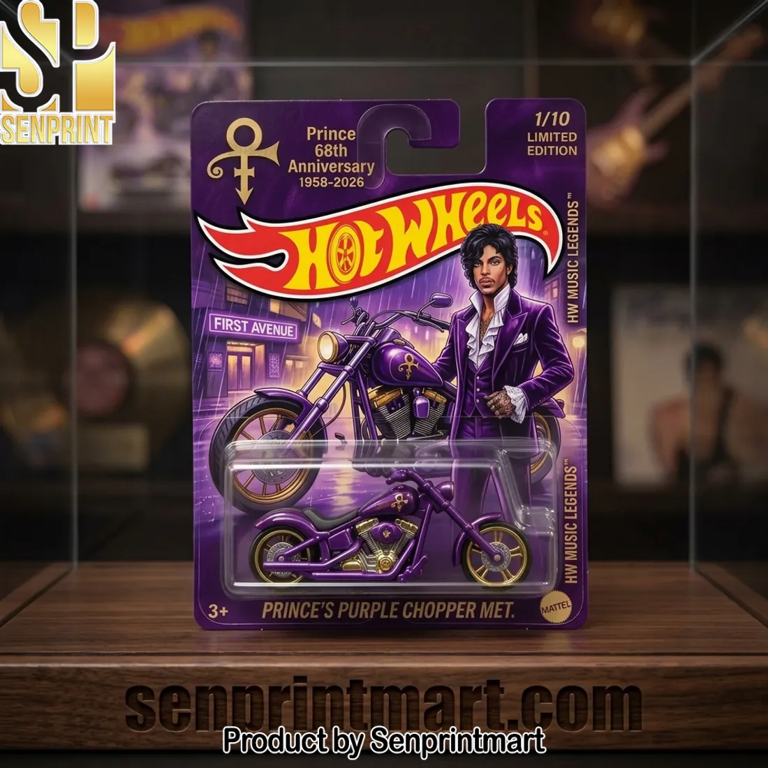 Hot Wheels Prince 68th Anniversary Limited Edition Purple Chopper Die-cast Motorcycle