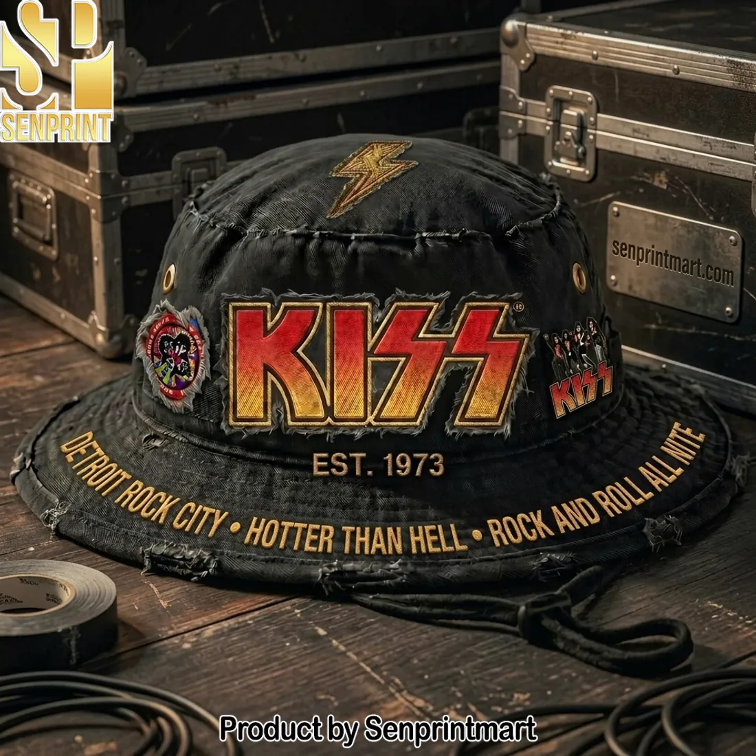 KISS Band Detroit Rock City Vintage Distressed Bucket Hat