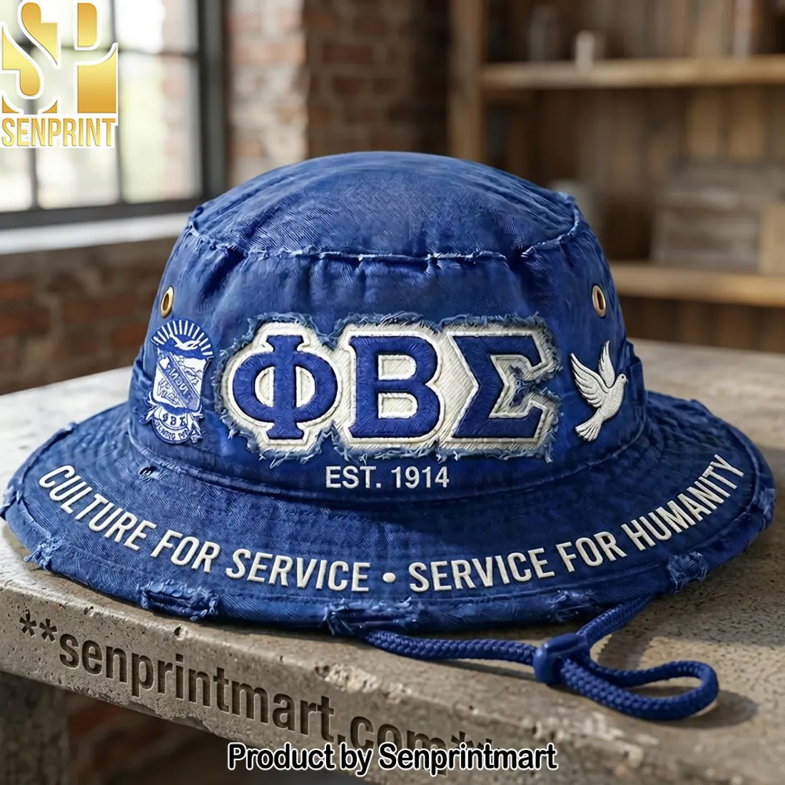 Phi Beta Sigma Embroidered EST. 1914 Bucket Hat