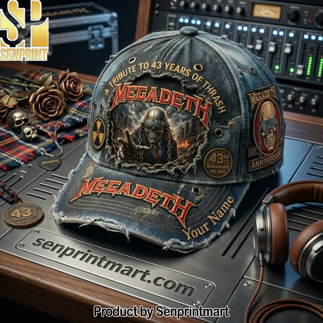 Megadeth 43rd Anniversary Thrash Tribute Personalized Denim Cap
