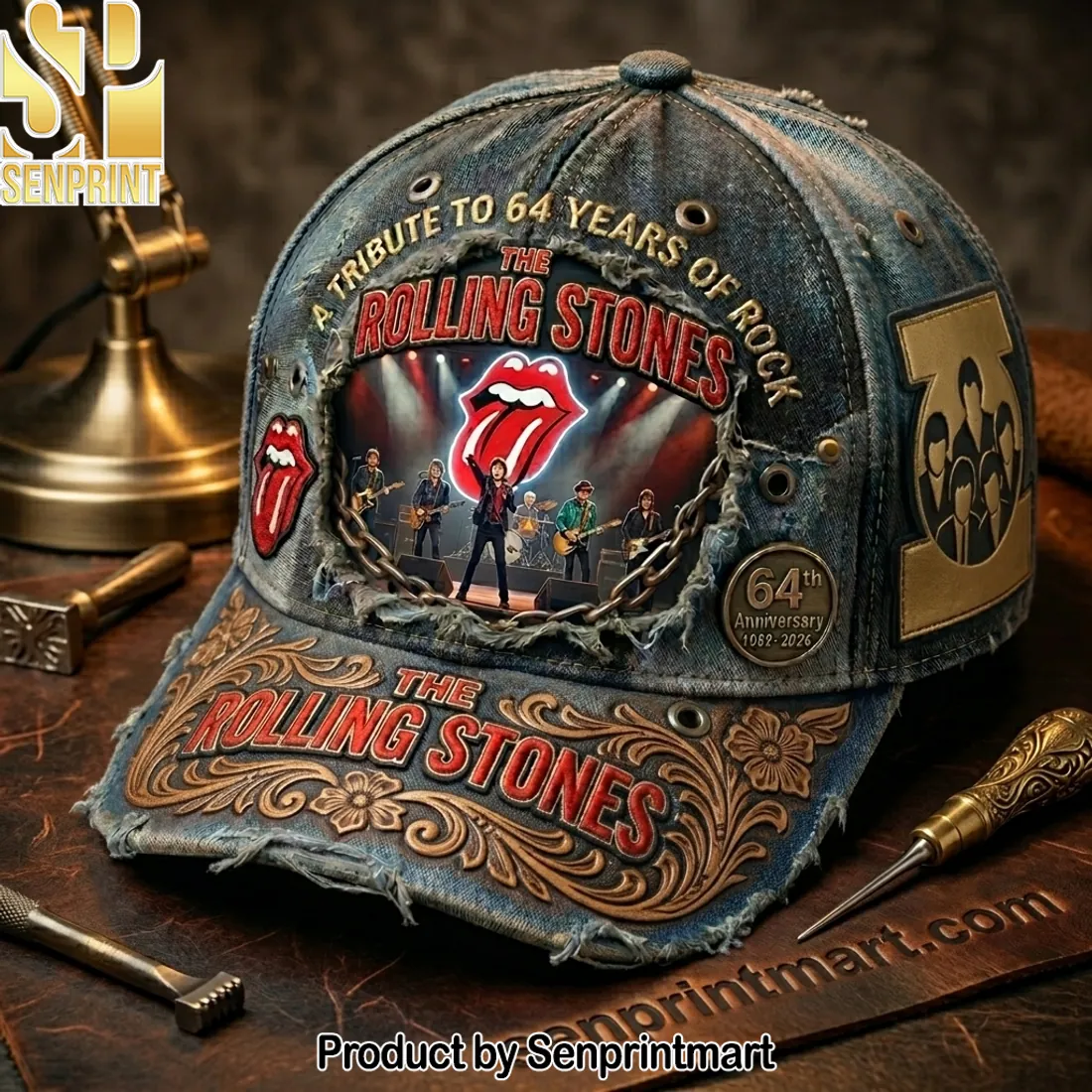 The Rolling Stones 64th Anniversary Tribute Denim Cap
