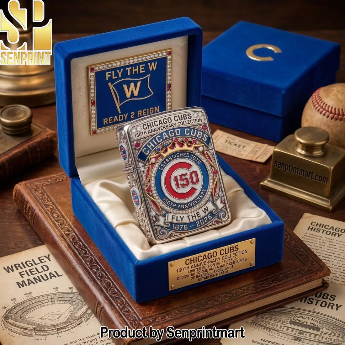 Chicago Cubs 150th Anniversary Fly The W Premium Lighter Case