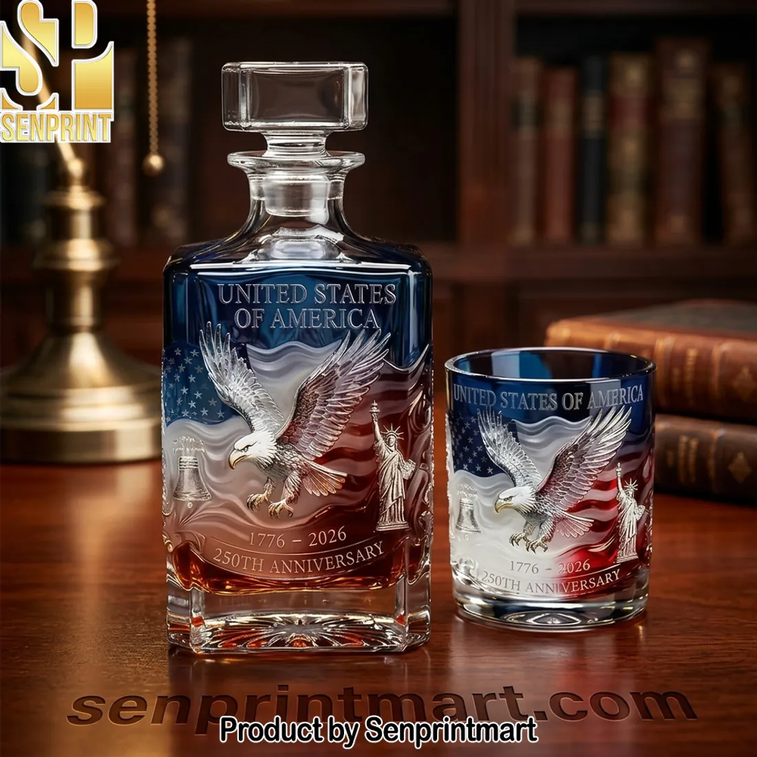 United States of America 250th Anniversary 1776-2026 3D Eagle Decanter Set