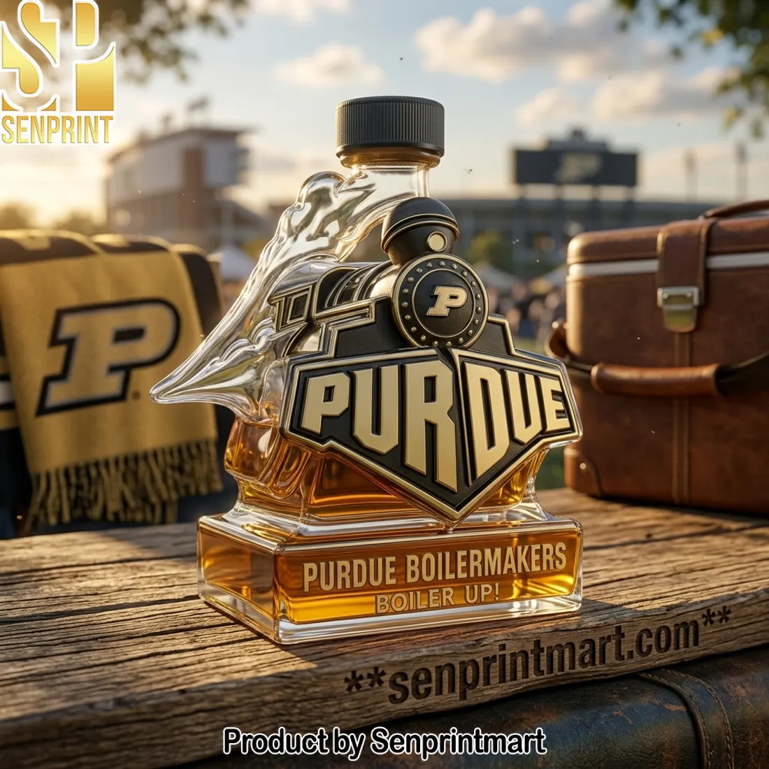 Purdue Boilermakers Train Shaped Collector’s Whiskey Bottle