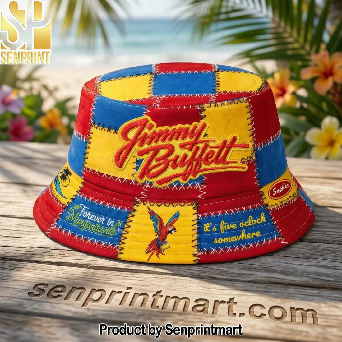 Jimmy Buffett Patchwork Forever in Margaritaville Bucket Hat