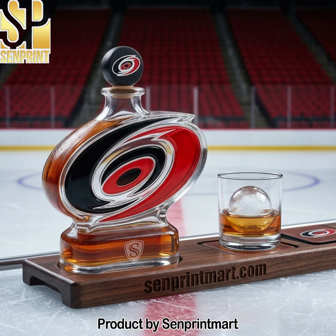 Carolina Hurricanes NHL Logo Whiskey Decanter Set with Glass