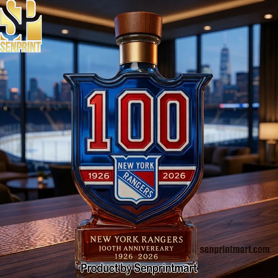 New York Rangers 100th Anniversary 1926-2026 Commemorative Whiskey Bottle