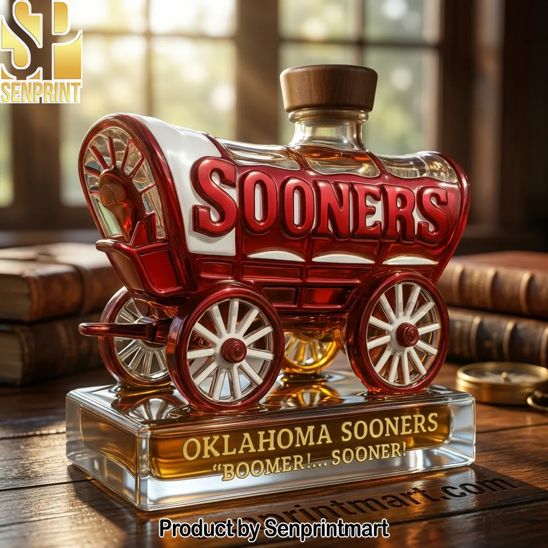 Oklahoma Sooners Collector’s Wagon Whiskey Decanter