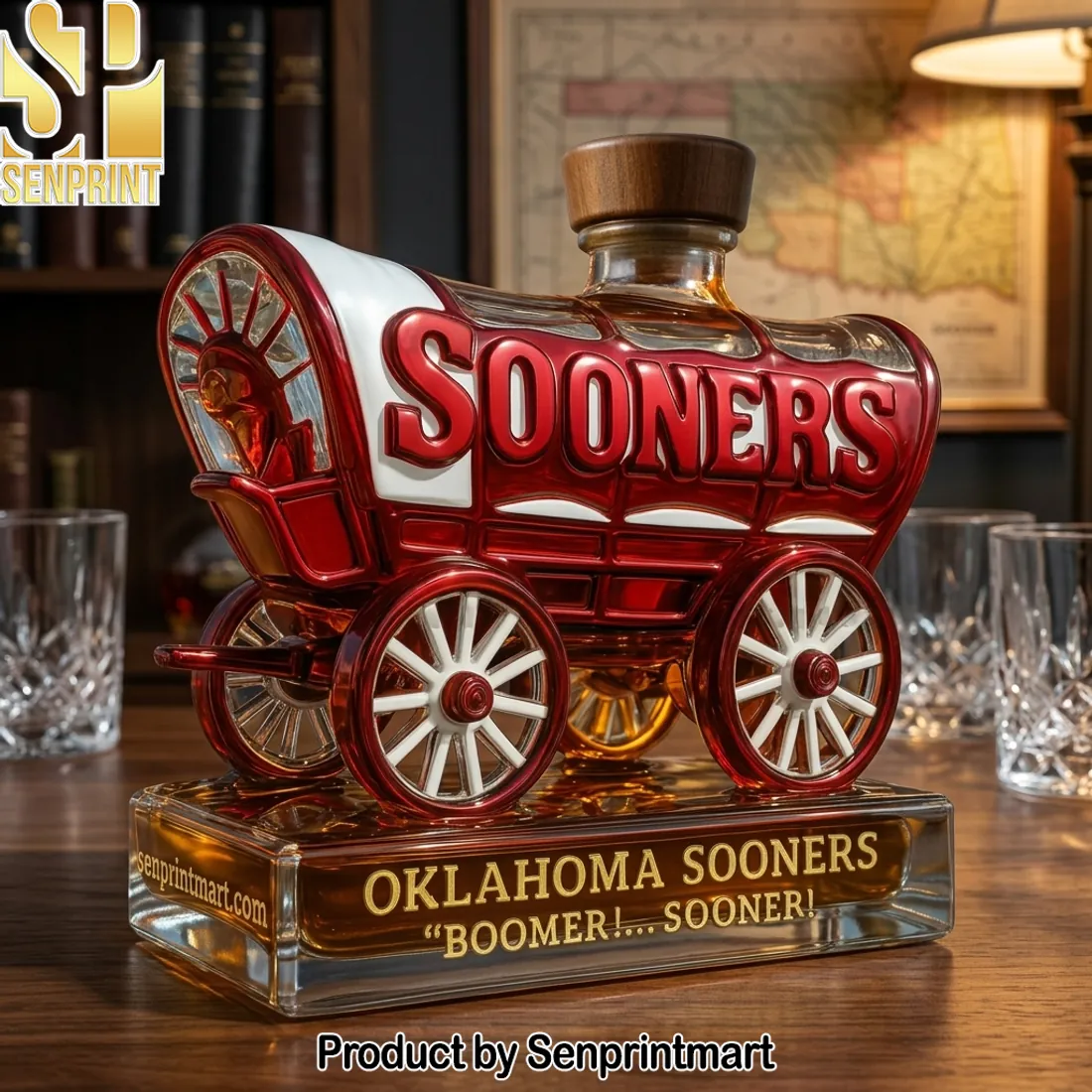 Oklahoma Sooners “Boomer! Sooner!” Collector’s Edition Wagon Whiskey Bottle