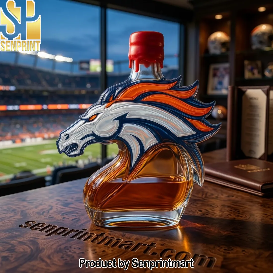 Denver Broncos Collector’s Edition Shaped Whiskey Bottle