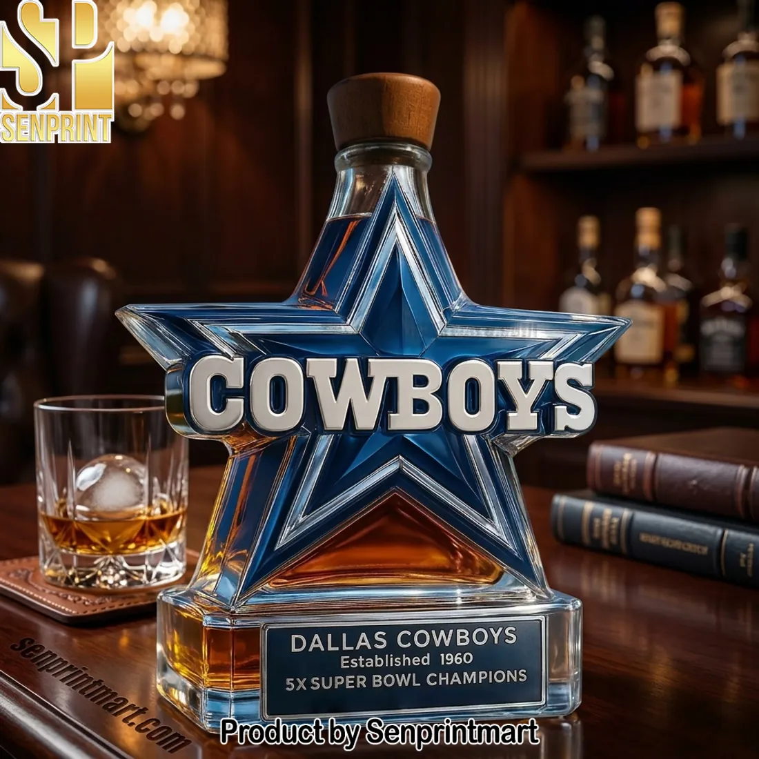 Dallas Cowboys 5X Super Bowl Champions Commemorative Whiskey Bottle