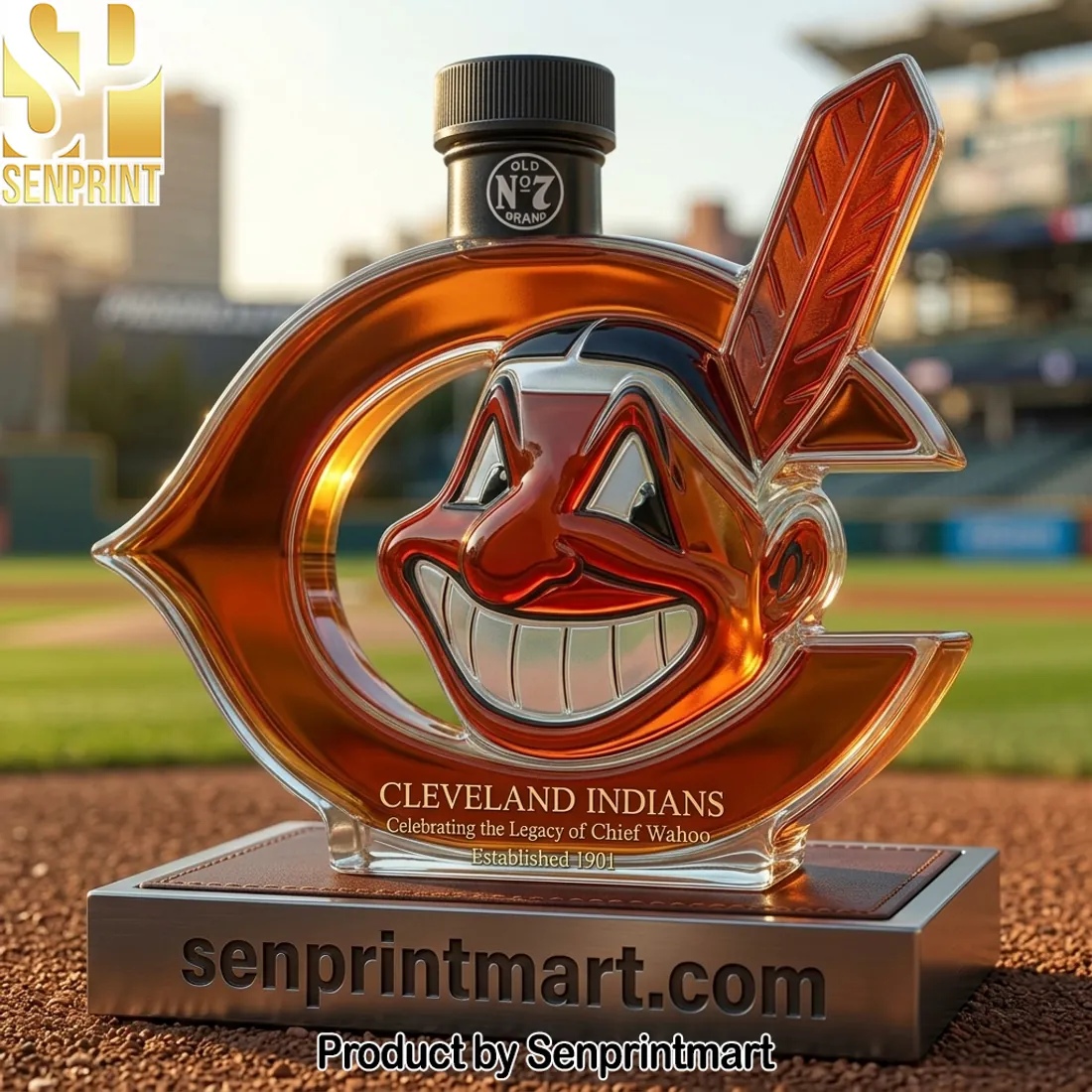 Cleveland Indians Chief Wahoo Legacy Whiskey Decanter, Established 1901