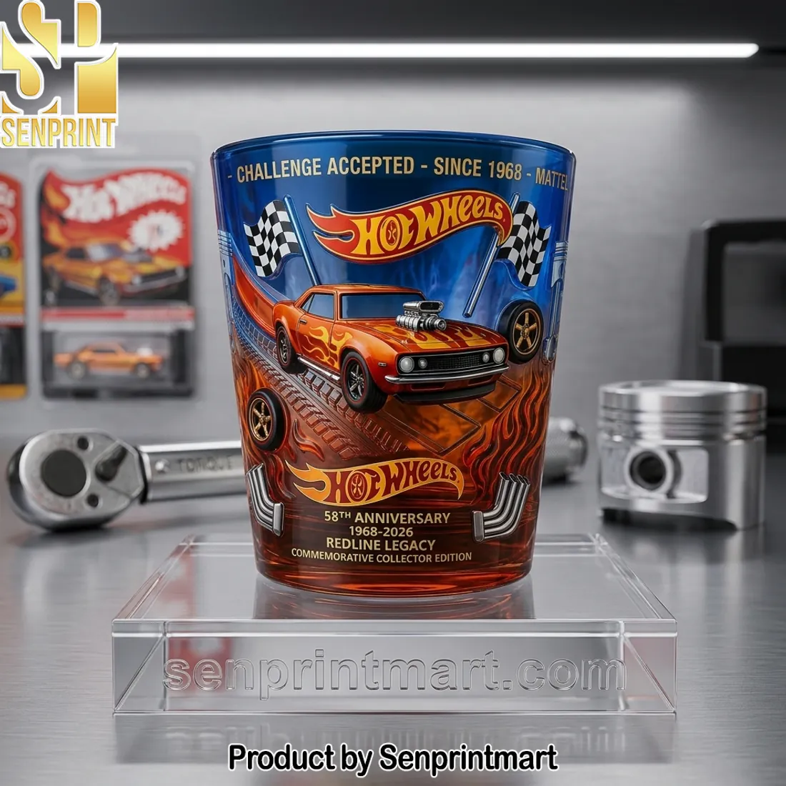 Hot Wheels 58th Anniversary Redline Legacy Commemorative Whiskey Glass