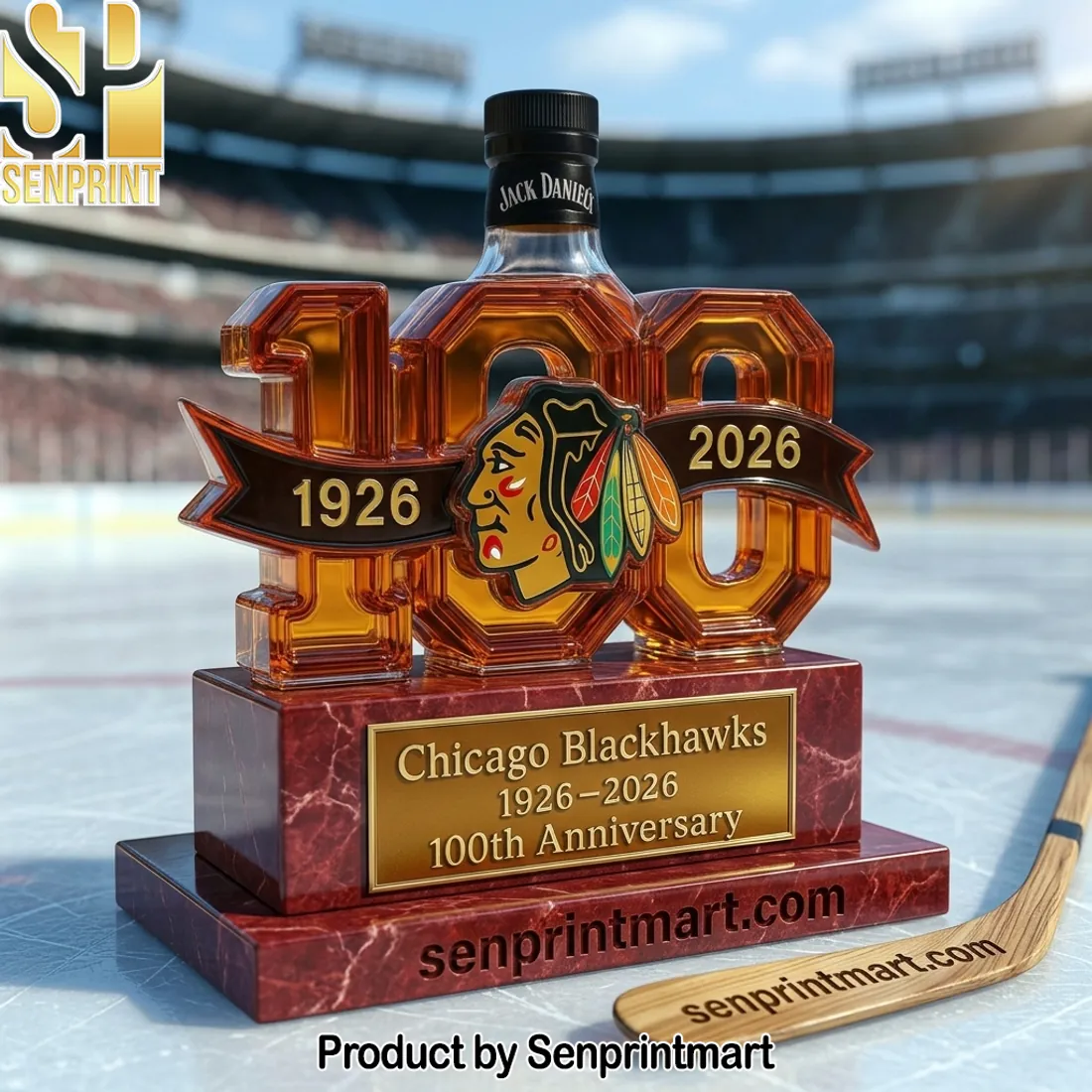 Chicago Blackhawks 100th Anniversary 1926-2026 Commemorative Whiskey Bottle