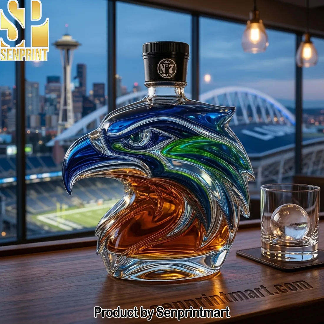Seattle Seahawks Old No. 7 Brand Limited Edition Eagle Whisky Bottle