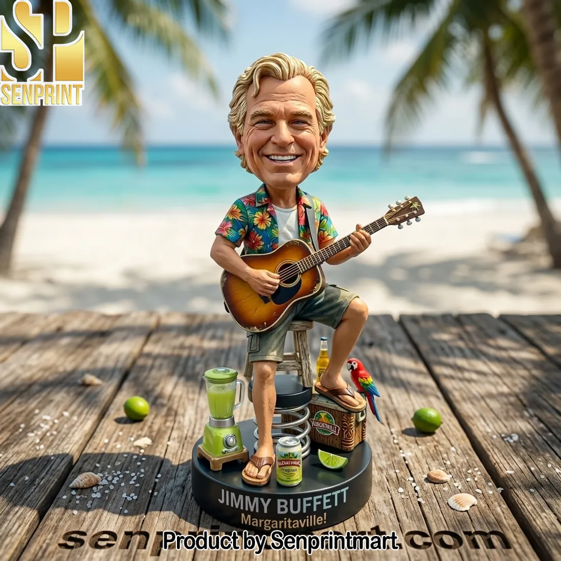 Jimmy Buffett Margaritaville Tropical Guitar Bobblehead