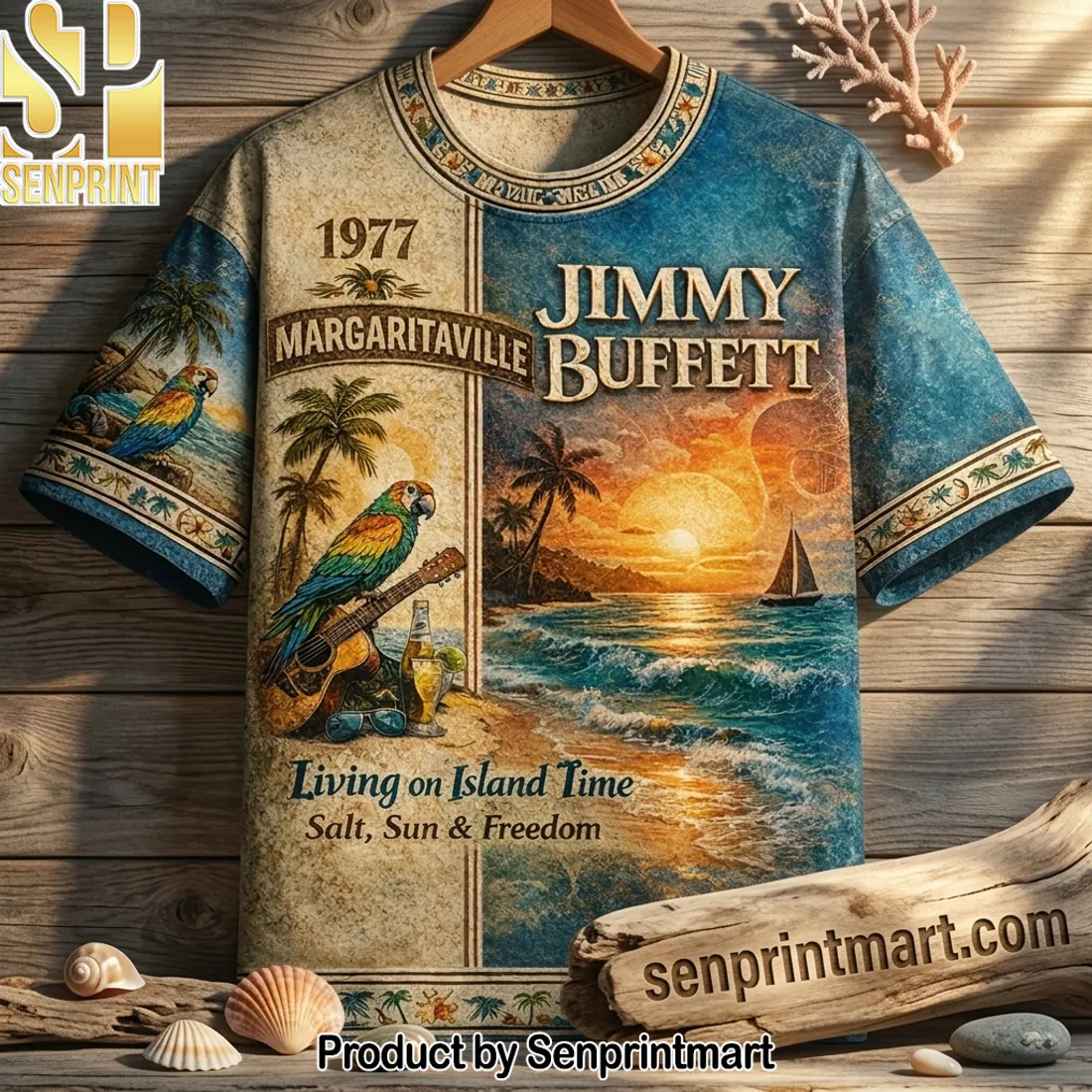 Jimmy Buffett Margaritaville Living on Island Time Tropical Hawaiian Shirt