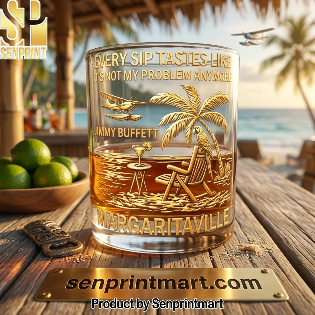 Jimmy Buffett Margaritaville ‘Every Sip Tastes Like’ Engraved Whiskey Glass